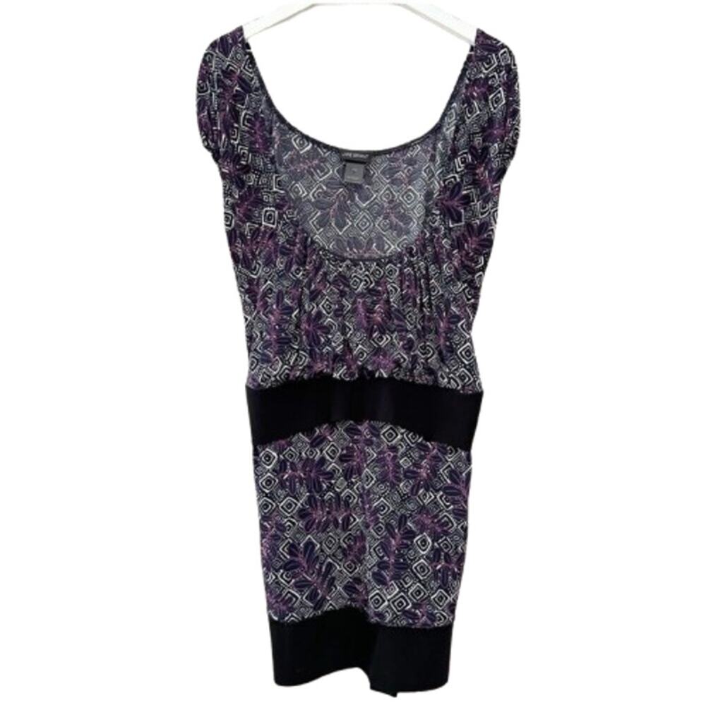 LANE BRYANT Plus Size 18/20 Purple Abstract Geo Tie Back Tunic Top Blouse